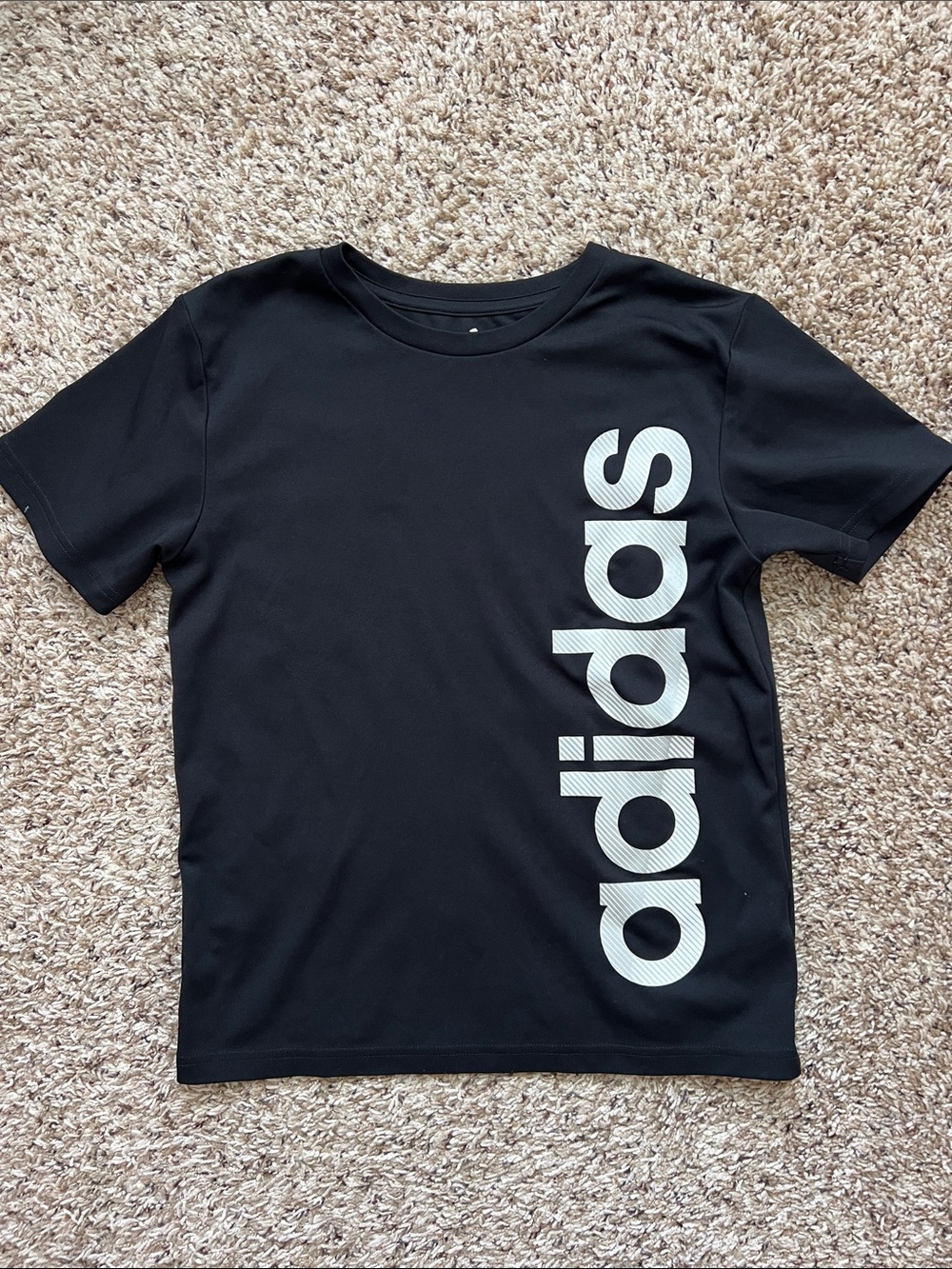 adidas Black Tee with Vertical White Logo